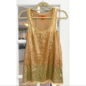 Tory Burch Gold Sequined Ombré Top (Small)